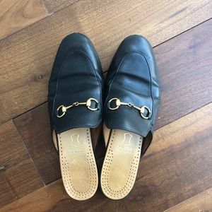 Gucci Princetown black leather slides - 38.5